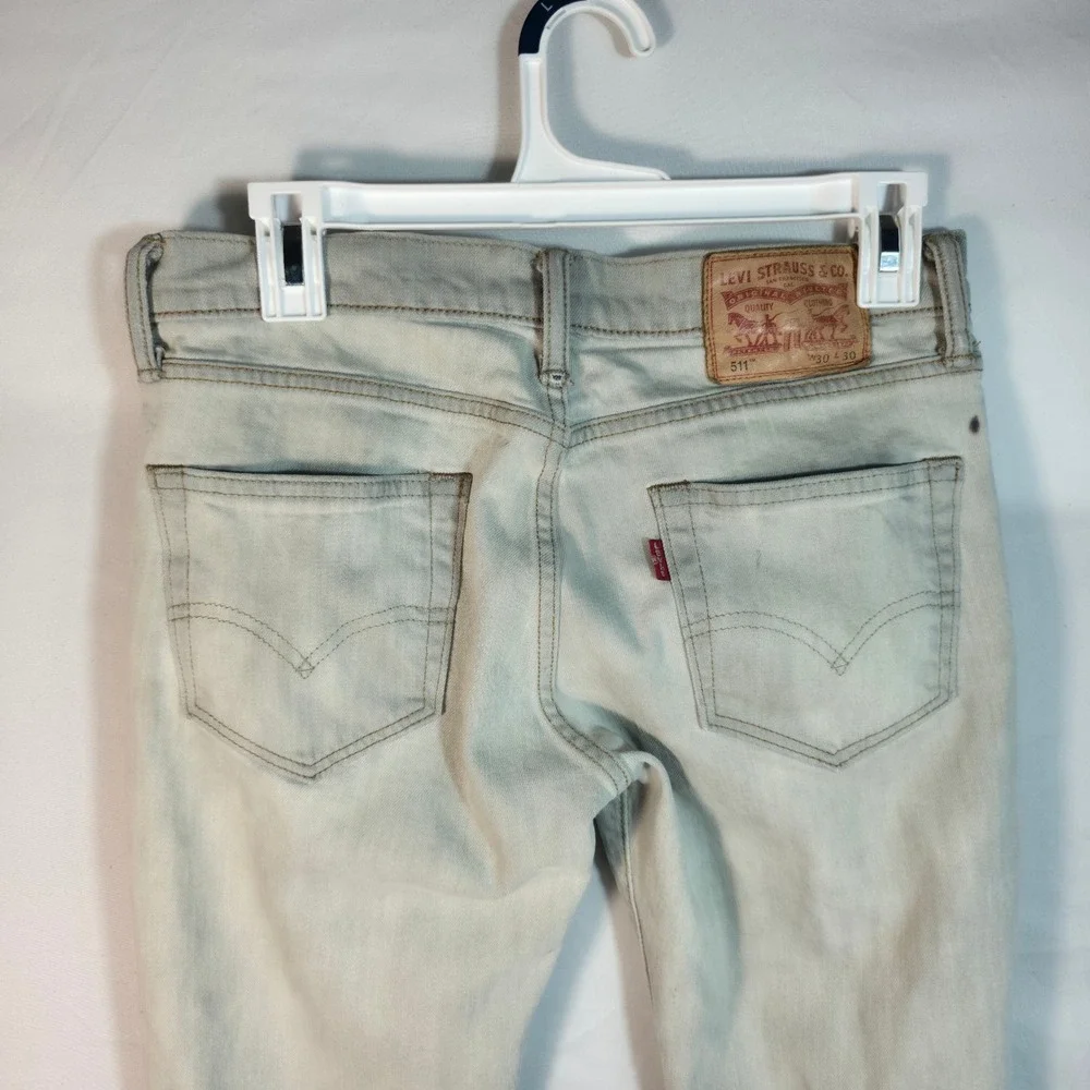 Levis 511 Slim Fit Light Wash Denim Jeans Mens 30x30 Light Blue 00511-XXXX